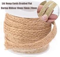 5M Hemp Cords Braided Flat Burlap Ribbon 10mm 15mm 20mm Nature Jute Rope  Twine Webbing DIY Wedding Decoration Ribbons Crafts - AliExpress