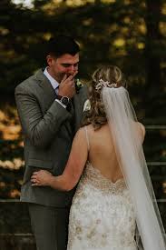 Battle Ground Washington Outdoor Backyard Wedding Emotional First Look Groom Crying By Van Gachnang