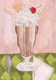 Milkshake Original Painting By Caitlinshearer On Etsy 30 00 Ice Cream Wall Art Chocolate Milkshake Ice Cream Art