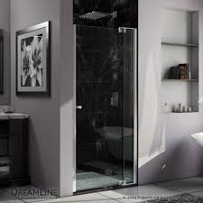 Allure 43 Inch X 73 Inch Frameless Rectangular Pivot Hinged Clear Shower Door With Chrome Hardware Frameless Shower Doors Shower Doors Tub Shower Doors