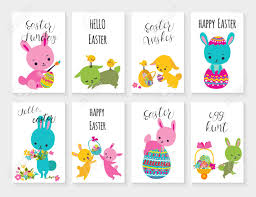 You make my heart hop! Set Of Easter Greeting Card For Kids With Bunny Chick Egg Royalty Free Cliparts Vectors And Stock Illustration Image 74786432