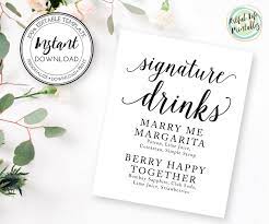 FREE Printable Signature Drink Sign
