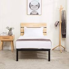 Black Bed Frame With Wood Headboard Mecor Wood Metal Platform Bed Frame Twin Size With Wooden Headboard Solid Slats Reinforced Steel Frame Black Twin R Metal Platform Bed Twin Bed Frame Bed Frame