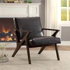 Recliners covered with soft fabrics or leather can be combined with power options for optimum comfort. Worldwide Home Furnishings Nspire Brown Mid Century Faux Leather Accent Chair 403 976bn Rona