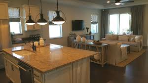 Open Floor Plan Kitchen Dining Room Living Room Combo In Natural Colors Winter Interior Design House Interior Home Interior Design