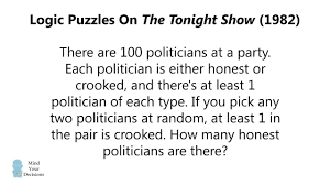 Logic Puzzles From The Tonight Show 1982 Logic Puzzles Logic Math Genius