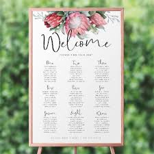 Protea Wedding Seating Chart Printable Wedding Seating Plan Welcome Sign Template Table Seating Chart Wedding Signage Wild Hearts Suite