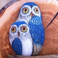 Bir Tasla Iki Kus Baykus Owl Tasboyama Sanat Stoneartwork Boyama Handmade Elyapimi Handmadegift Crea Stone Painting Stone Art Rock Painting Designs