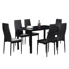 Distinctive in every way, the ryker dining collection offers a refreshing take on dining in style. High Quality 7 Piece Black Rectangular Table Black Chairs Dining Room Set New Ebay