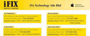 All information in this page about johor bahru and batu pahat are approximate details. Ifix Technology Apple Authorised Service Provider Home Facebook