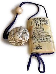 19th Century Ivory Inro With Netsuke Netsuke Japanese Inro Japanese