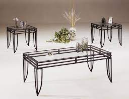 Our coffee tables come in a variety of shapes and styles, adding the finishing touch to any living room. Black Metal Base 3pc Coffee Table Set W Clear Glass Tops