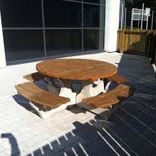 Your sure to find the perfect commercial concrete table to suit all your needs and offered at great prices! Round Concrete And Timber Picnic Table Bailey Streetscene Esi External Works