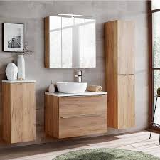 Badezimmermobel Set Mit Wascheschrank Toskana 56 Wotaneiche Weiss Hoc Badezimmer Set In Wotaneiche Nb Weiss Hochgla Small Bathroom Bathroom Bathroom Vanity