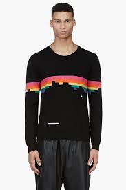 Band Of Outsiders Black Wool Breakout Atari Edition Crewneck Sweater Triko