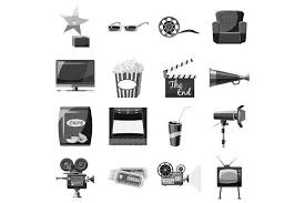 Cinema Icons Set Icon Set Cinema Monochrome Fashion