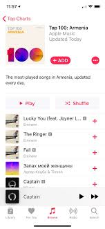 apple music has global top 100 charts including armenia