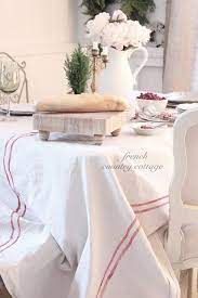 Red stripe french country natural linen tablecloth. Tablecloth Talk French Country Cottage French Country Tablecloths French Country Kitchens French Country Cottage