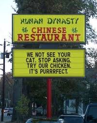 We Not See Your Cat Stop Asking Try Our Chicken It S Purrrfect Chinese Restaurant Sign Jan 13 2016 12 29 Am Chinese Restaurant Zutara The Last Airbender
