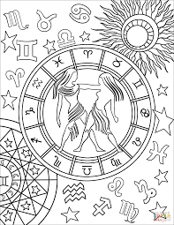 Gemini Zodiac Sign Coloring Page Free Printable Coloring Pages Zodiac Signs Colors New Year Coloring Pages Zodiac Signs Gemini