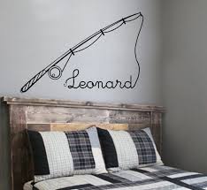 Find great deals on ebay for decorative fishing decoration. Fishing Wall Decal With Name Fishing Pole Fishing Theme Etsy