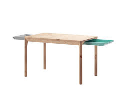 Caught my kid coloring on it with crayons, crayon wax wiped off with chlorox wipe. Table En Bois Tiroirs Colores Salle A Manger Ikea Table Bois Table Salle A Manger