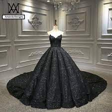 Black Unconventional Sleeveless Pleats Glitter Shiny Sparkle Etsy In 2021 Sparkle Wedding Dress Bridal Ball Gown Dresses