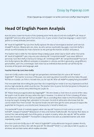 Head Of English Poem Analysis Essay Example