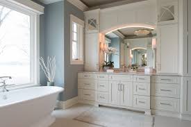 The homeowner chose to go with a large double vanity and a nice shower with custom features and a shower seat and decided to forgo the typical big soaking tub. Trend Study Combining Mirrors And Cabinetry Dura Supreme Cabinetry