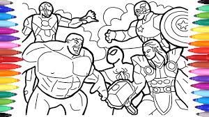 The hulk, thanos, capitan america, thor, nebula, black widow, iron man, dr. Avengers Coloring Pages Coloring The Avengers Squad Spiderman Iron Man Hulk Captain America Youtube