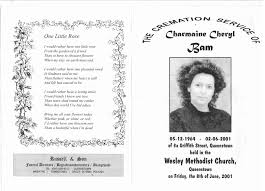 Full surname list starting with (alphabetical) drill down further to see full list of surnames. Bam Charmaine Cheryl 1964 2001 01 Bam Charmaine Cheryl 1964 2001 B Surnames Vanne B Bam Surnames Vanne Funeral Programs Begrafnisbriewe