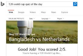 So, now bing wants to take some of that actions and put it on their platform so the users want to come back over and over to take the quizzes. Bing Looks To Add More Zing To The T20 Cricket Season In India Microsoft Stories India