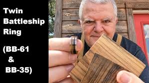 Battleship Teak Inlay Custom Ring