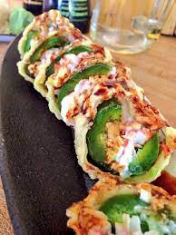 Stuffed Tempura Jalapeno Whole Large Jalapeno Crab Meat Cream Cheese Light Crunchy Tempura Teriyaki Eel Sauce Appetizer Recipes Sushi Recipes Food