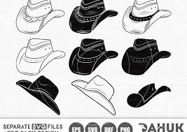 Download Cowboy Hat Svg Cowboy Hat Vector Bundle Cowboy Hat Silhouette Studio Files For Cricut Crella