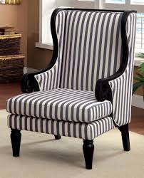 Italian dining chairs for hotel modern cheap iron chinese style chair wood black white stripe with wings. Cm Ac6802 Accent Chair In White Dark Blue Stripes Fabric