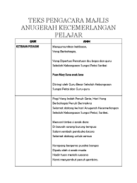 Apabila diumumkan ketibaan para tetamu jemputan. Teks Pengacara Majlis Anugerah Kecemerlangan Pelajar 2018