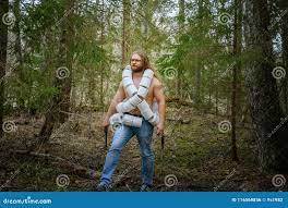 Naked Man with Wc Paper in a Forest Stock Photo - Image of sensual, forest:  116569856