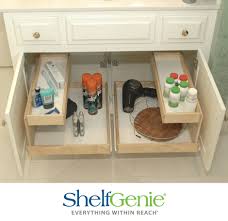 Small Spaces Require Smart Storage Solutions Pull Out Shelves With Risers Help Under Bathroom Sinks Under Bathroom Sink Storage Bathroom Storage Organization
