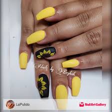 Check out these nail art ideas and pick the one for your next mani. Sunflowers By Lapulido Via Nailartgallery Nailartgallery Nailart Nails Mixedmedia Matte 3dnailart Coffi Sunflower Nails Yellow Nails Sunflower Nail Art