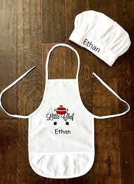Child S Little Chef Apron And Chef Hat In 2021 Chef Hats For Kids Kids Apron Little Chef