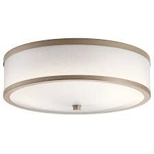 Kichler 10820 16 Wide 2 Light Flush Mount Ceiling Fixture With Drum Shade Champagne Indoor Lighting Ceiling Fixtures Flush Mount Flush Mount Lighting Flush Mount Ceiling Ceiling Lights