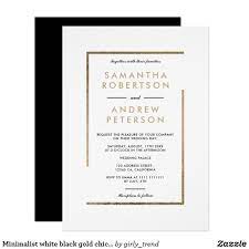 Minimalist White Black Gold Chic Elegant Wedding Invitation Zazzle Com Elegant Wedding Invitations Heart Wedding Invitations Wedding Invitations