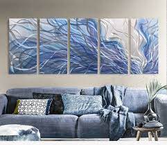 Give your home a splash of color and polish with some new canvas wall art. Metal Wall Art Modern Home Decor Abstract Sculpture Contemporary Radiance Silver And Blue 5panels 24 X64 China Metal Wall Art Painting And Abstract Modern Price Made In China Com