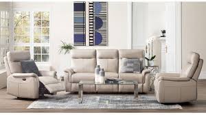 Buy Callao Leather 3 Seater With Twin Electric Reclining Actions Domayne Au Beige Living Rooms Leather Lounge Reclining Armchair
