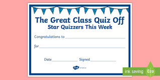 Gotoquiz.com is a place where you can take or create quizzes. Quiz Certificate Great Class Quiz Off Primary Resources