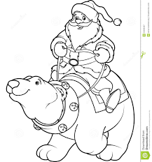 Santa Claus Riding On Polar Bear Coloring Page Stock Vector Illustration Of Polar Cartoon 33493457