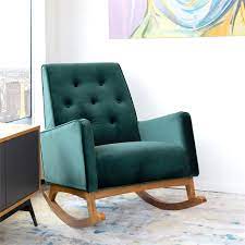 Sleek sectionals maximize seating in rooms of any size, while coffee tables and nesting side tables make the most of every inch. Mid Century Modern Collin Rocking Chair Green Velvet Walmart Com Walmart Com