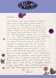 Olivia Rodrigo Letter In 2021 High School Musical Olivia Songs