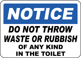 No Waste Or Rubbish In Toilet Sign D5704 Toilet Sign Signs Rubbish